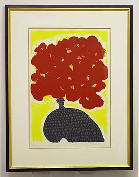 【真作保証】三岸節子「赤い花」リトグラフ 直筆サイン 画廊シール有り 版画 絵画 真作保証】三岸節子「赤い花」リトグラフ 直筆サイン 画廊シール